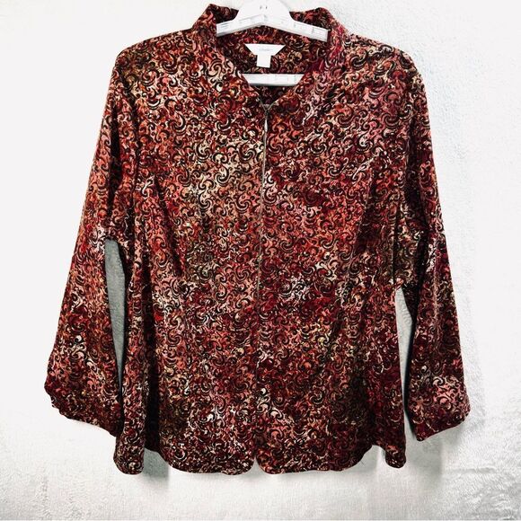 CJ Banks Jackets & Blazers - CJ Banks Jacket Full Zip‎ Red Orange Brown Paisley Gorpcore Cabincore Size 3X